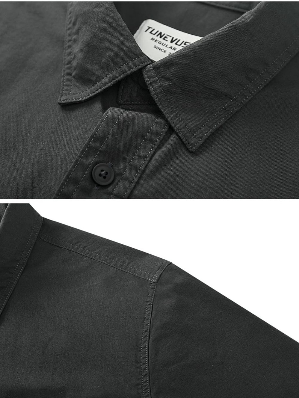 Men’s Short Sleeve Button Down Work Shirt Dark Gray 2X NWT 100% Cotton - Picture 3 of 6
